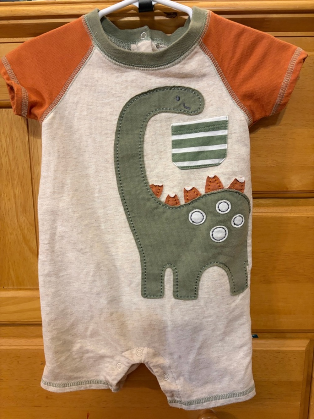 Baby Starters Boy's Adorable Romper with Dinosaur Appliqué Size 24 Months